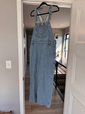 Abercrombie & Fitch Light Blue Denim Overalls with Branded Button